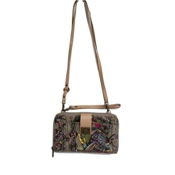 Sakroots Wristlet Coated Canvas Crossbody Bag Owl Print - Picture 1 of 14